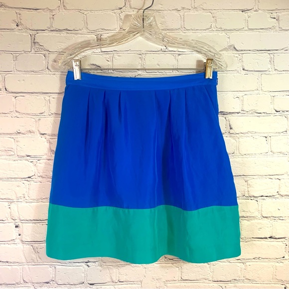 J Crew Blue Green Pleated Mini Skirt Size 4 - Picture 1 of 11